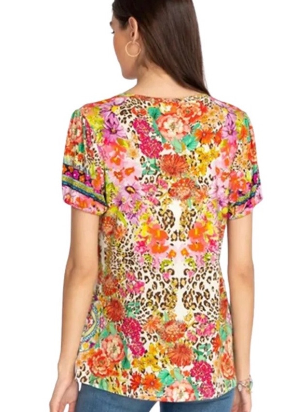 Johnny Was Puff Sleeve Tee in Wild Garden. Size XXL. EUC. - Picture 7 of 15